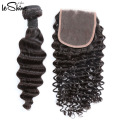 Wholesale Price Full Cuticle Grade 8A Cuticle Aligned 3 Deep Curly Human Hair Bundle With Closure Hot Selling